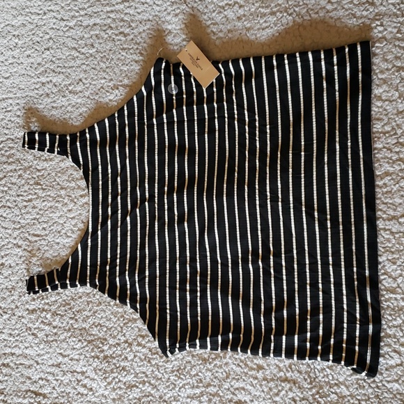 American Eagle Outfitters Tops - NWT AE First Essentials Ribbed High Neck Lace-Up Corset Style Cropped Tank